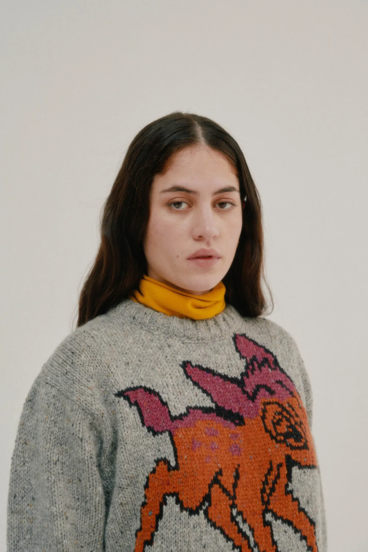 Howlin Acid Deer With Flowers - Grey (Women)^Women Knitwear