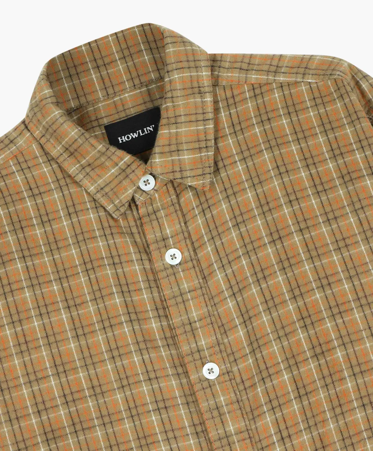 Howlin Afterthoughts Shirt - Brushed Japanese Cotton Check Camel^ Shirts | Made In Belgium