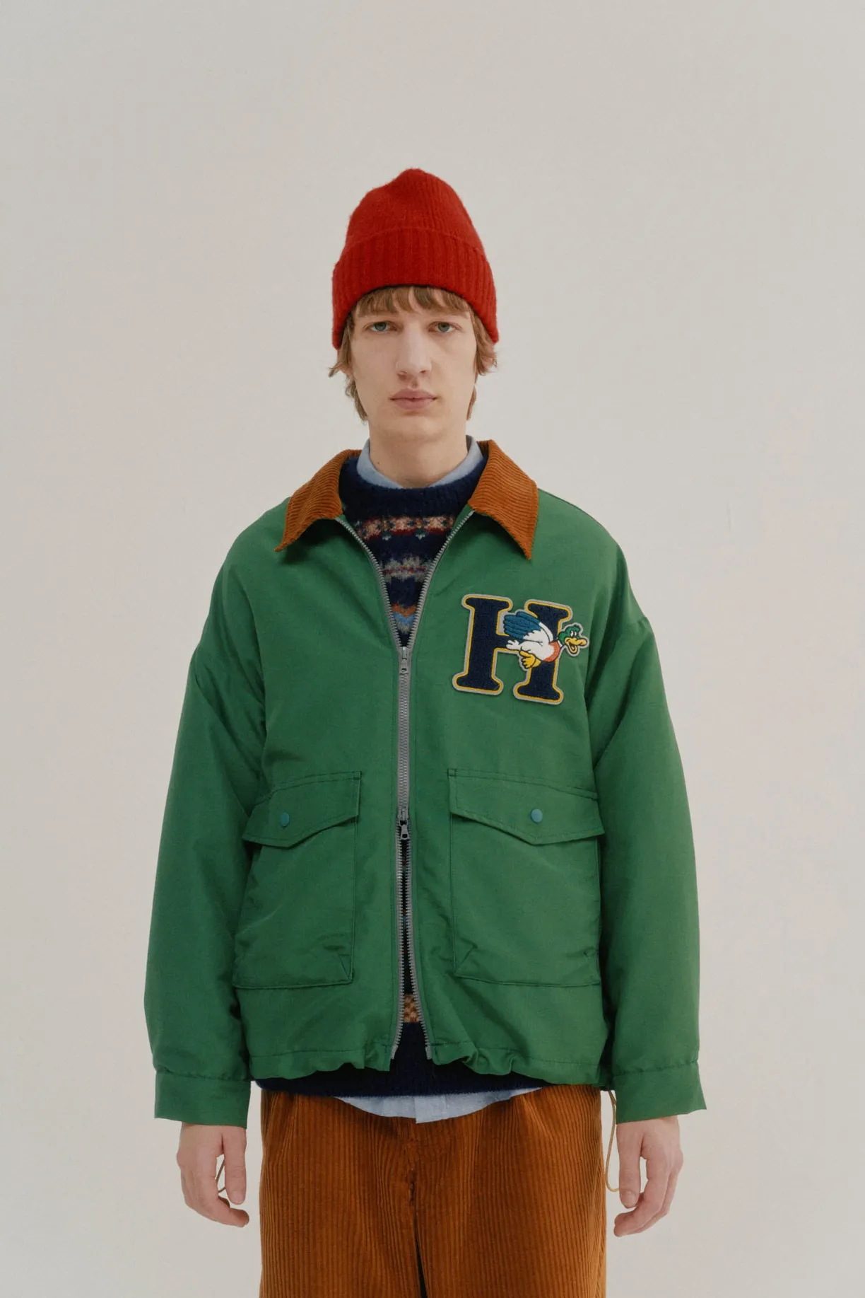 Howlin Boxy Swing Jacket - Cord Neck - ’ Duck Green^ Made In Belgium | Outerwear
