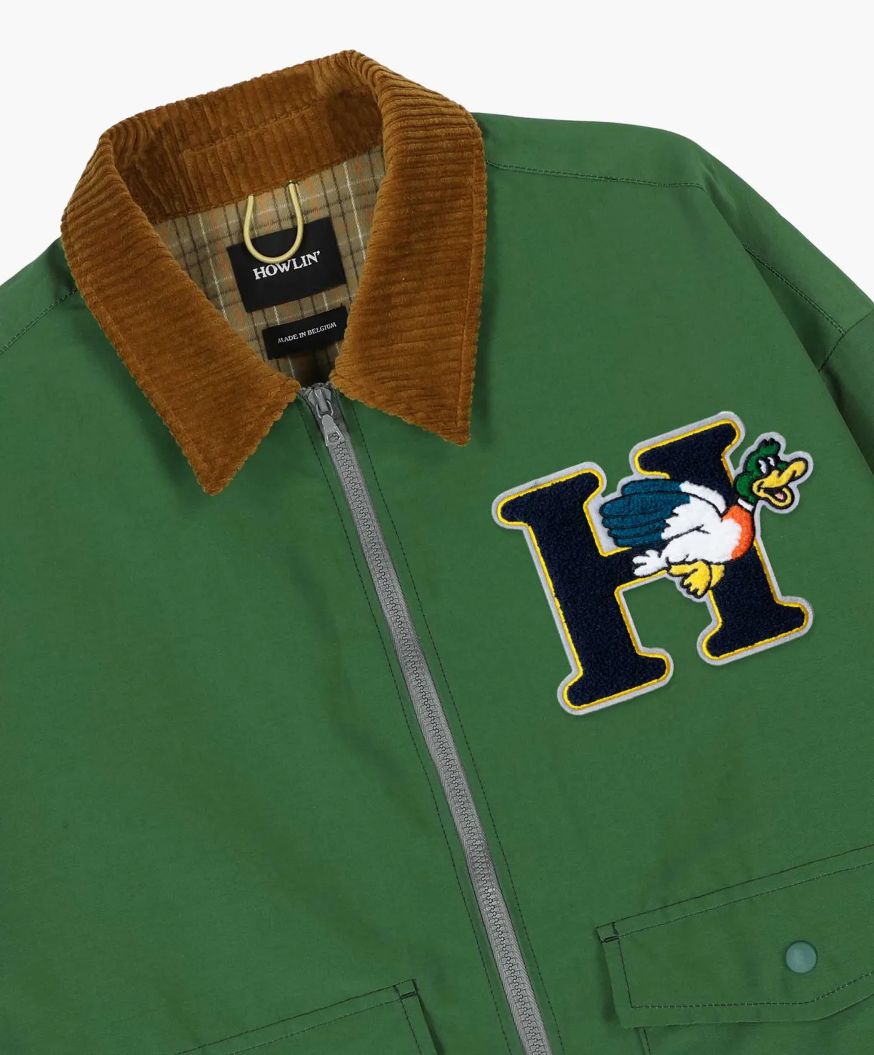 boxy_swing_jacket__cord_neck__howlin_duck_green_5.webp Howlin Boxy Swing Jacket - Cord Neck - ’ Duck Green^ Made In Belgium | Outerwear