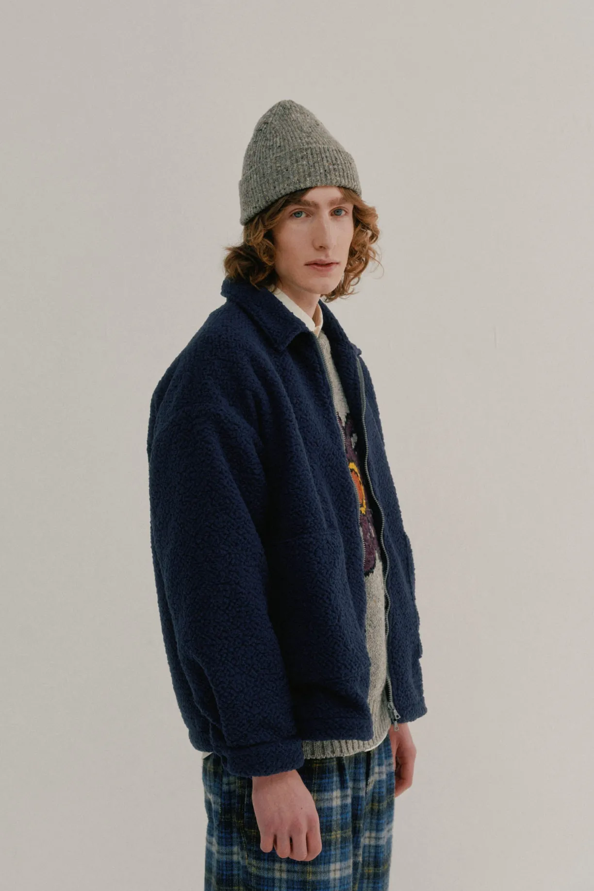 Howlin Boxy Swing Jacket - Recycled Shearling Navy^ Made In Belgium | Outerwear