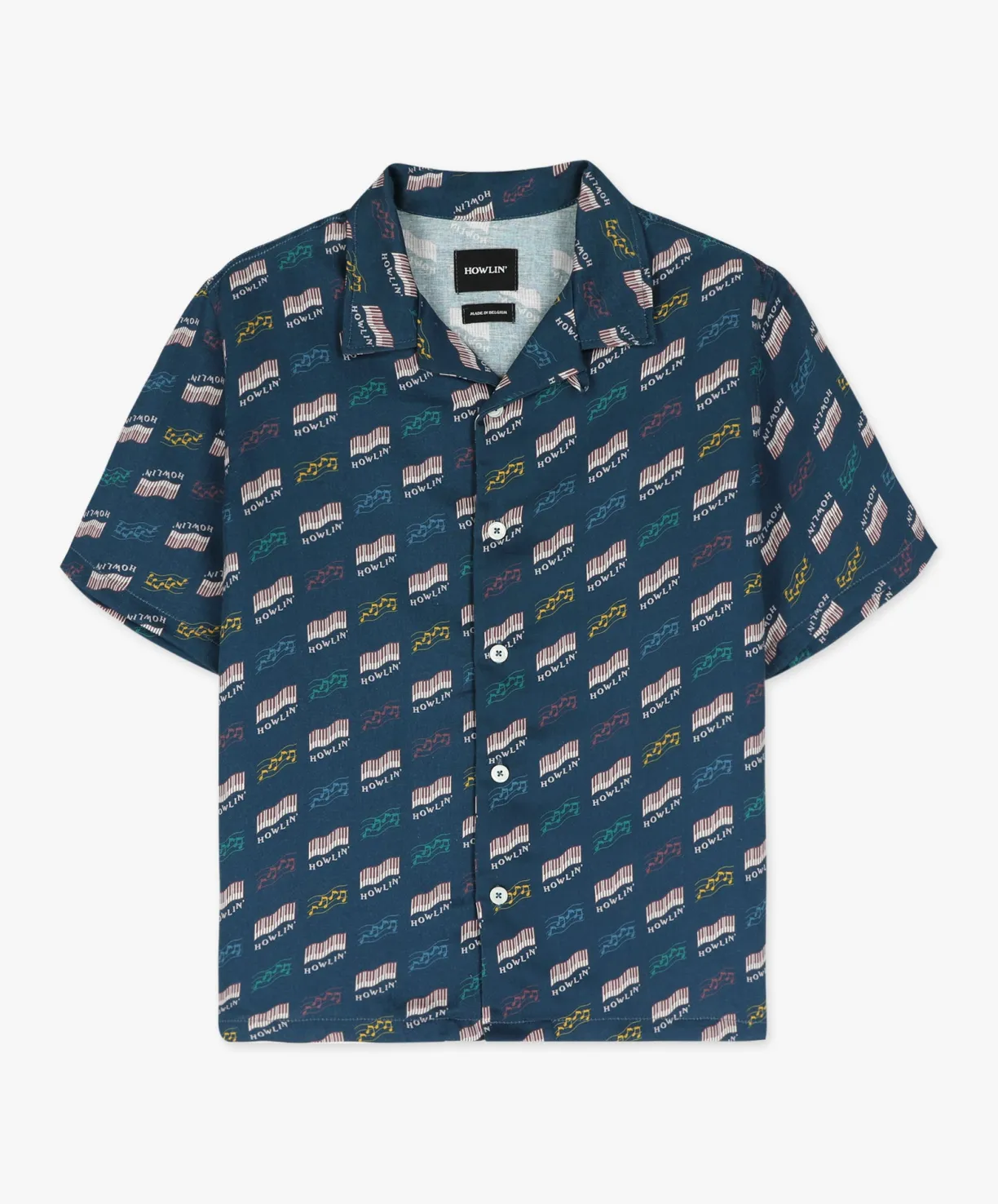 Howlin Cocktail D’Amore - Azzuro ' Piano Hemp Print^ Shirts | Made In Belgium