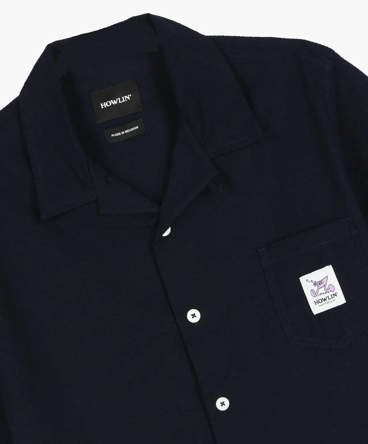 cocktail_shirt_with_music_note__navy_japanese_seersucker_2.webp Howlin Cocktail Shirt With Music Note - Navy Japanese Seersucker^ Shirts | Made In Belgium