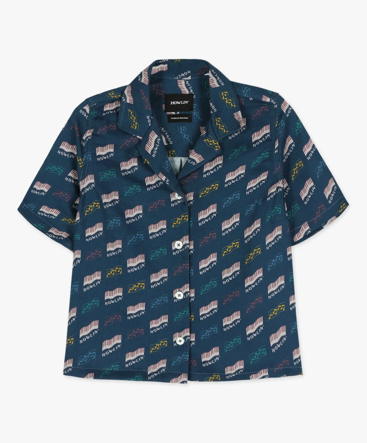 Howlin Cocktails For The Girls Please Shirt - Azzuro ' Piano Hemp Print (Women)^Women Shirts | Made In Belgium