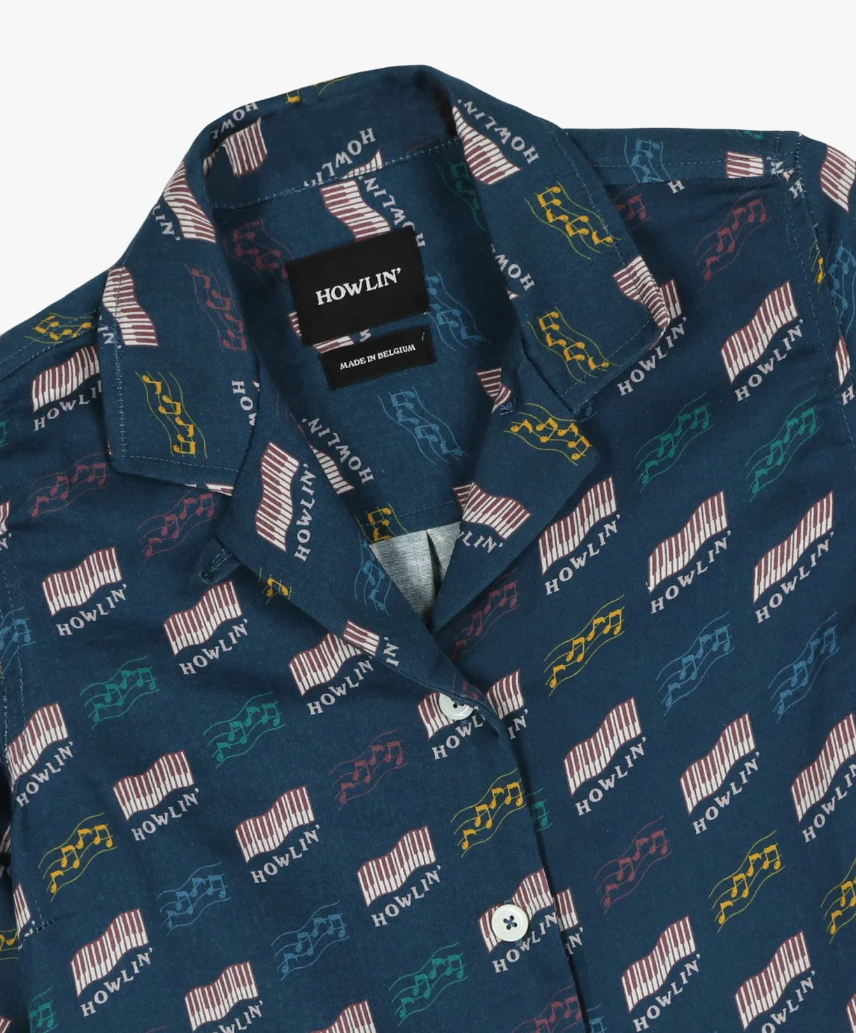 Howlin Cocktails For The Girls Please Shirt - Azzuro ' Piano Hemp Print (Women)^Women Shirts | Made In Belgium