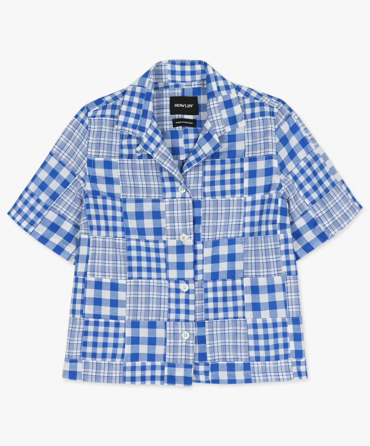 Howlin Cocktails For The Girls Please Shirt - Blue Madras Patchwork (Women)^Women Shirts | Made In Belgium
