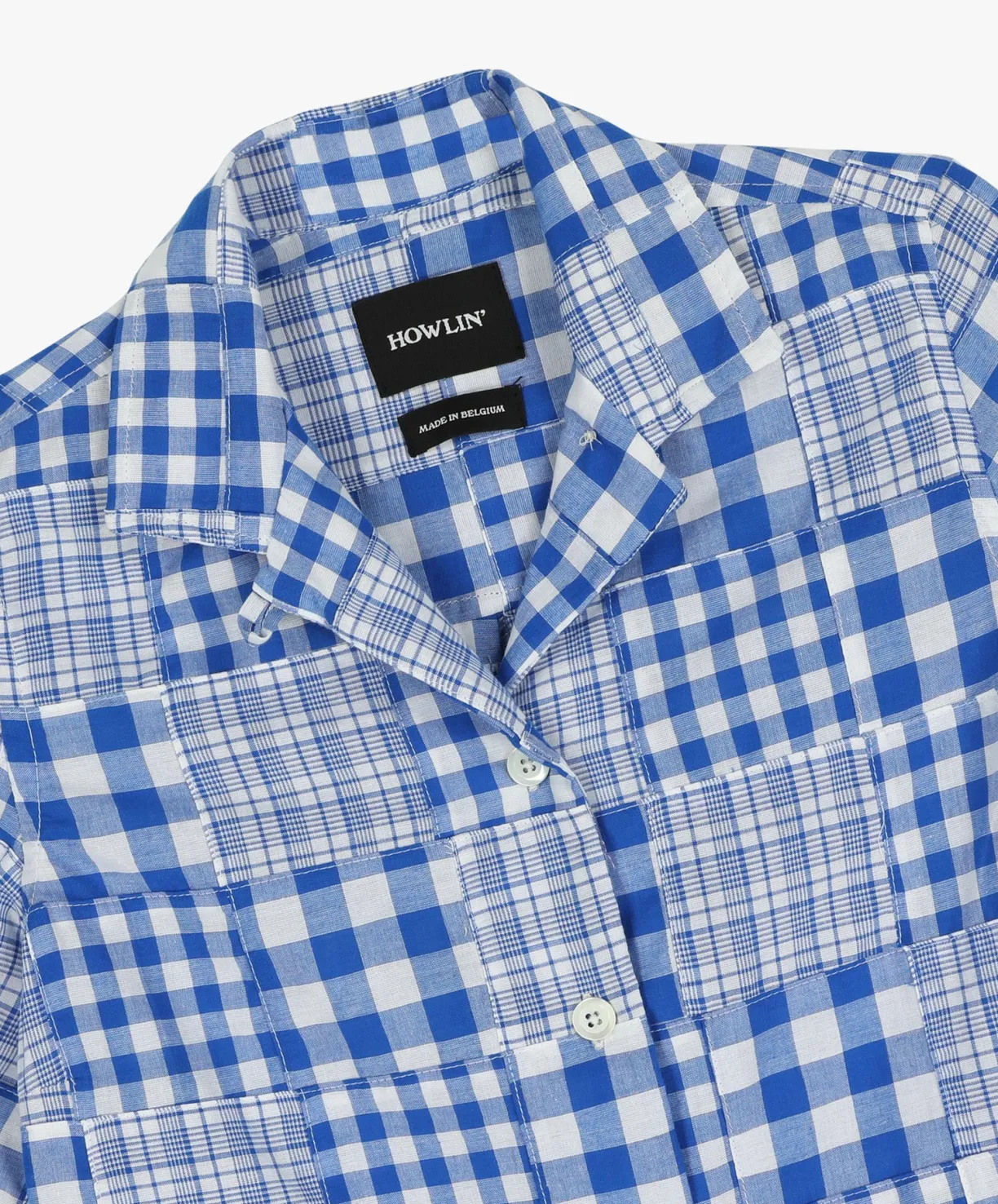 cocktails_for_the_girls_please_shirt__blue_madras_patchwork_women_5.webp Howlin Cocktails For The Girls Please Shirt - Blue Madras Patchwork (Women)^Women Shirts | Made In Belgium