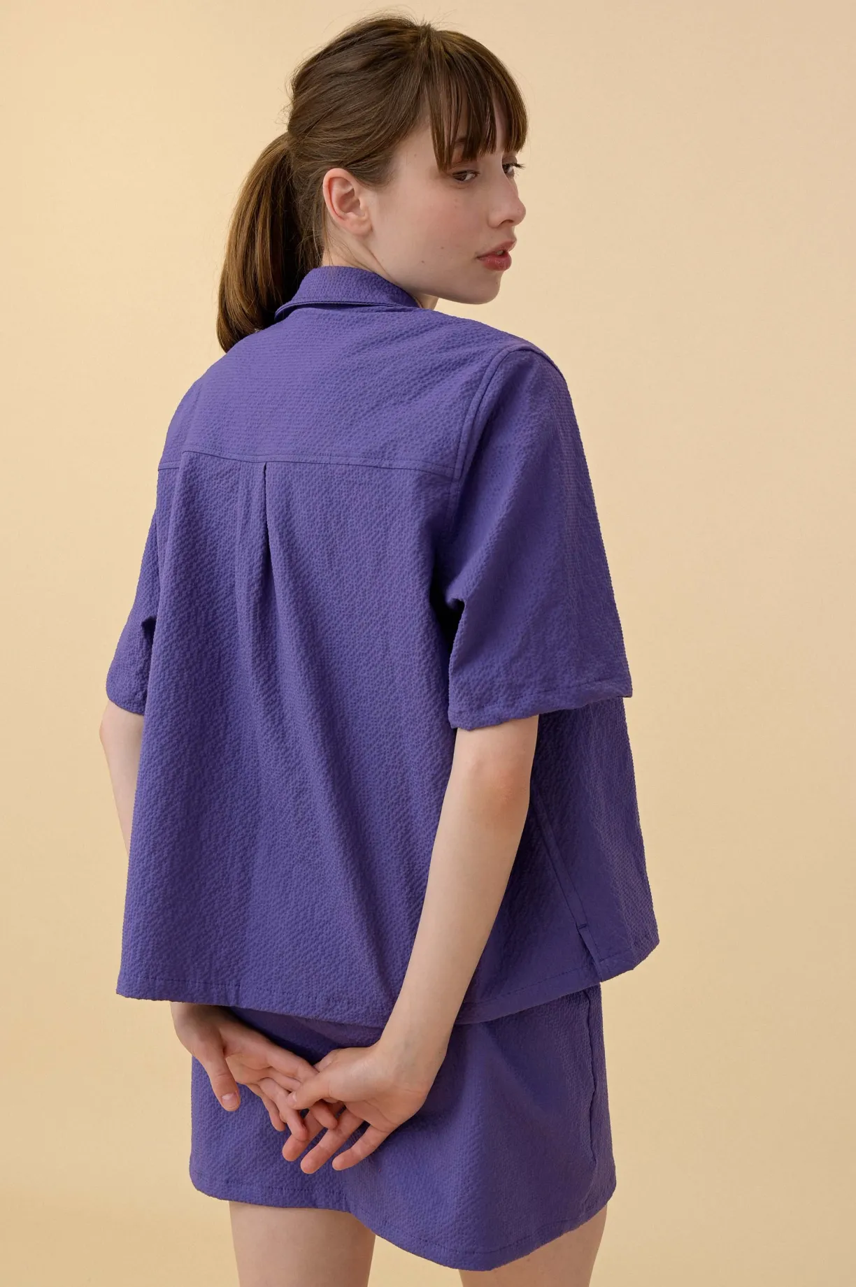 Howlin Cocktails For The Girls Please Shirt - Purple Seersucker (Women)^Women Shirts | Made In Belgium