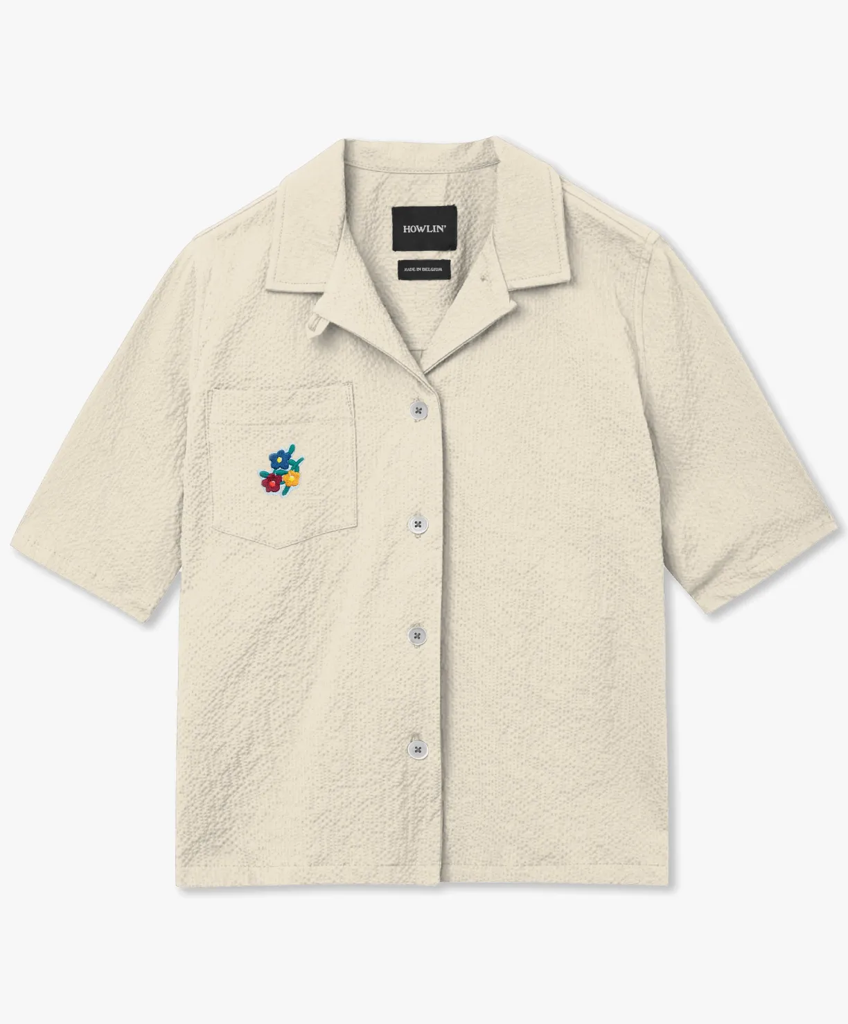 Howlin Cocktails For The Girls Shirt - Flowers - Ecru Seersucker (Women)^Women Shirts | Made In Belgium