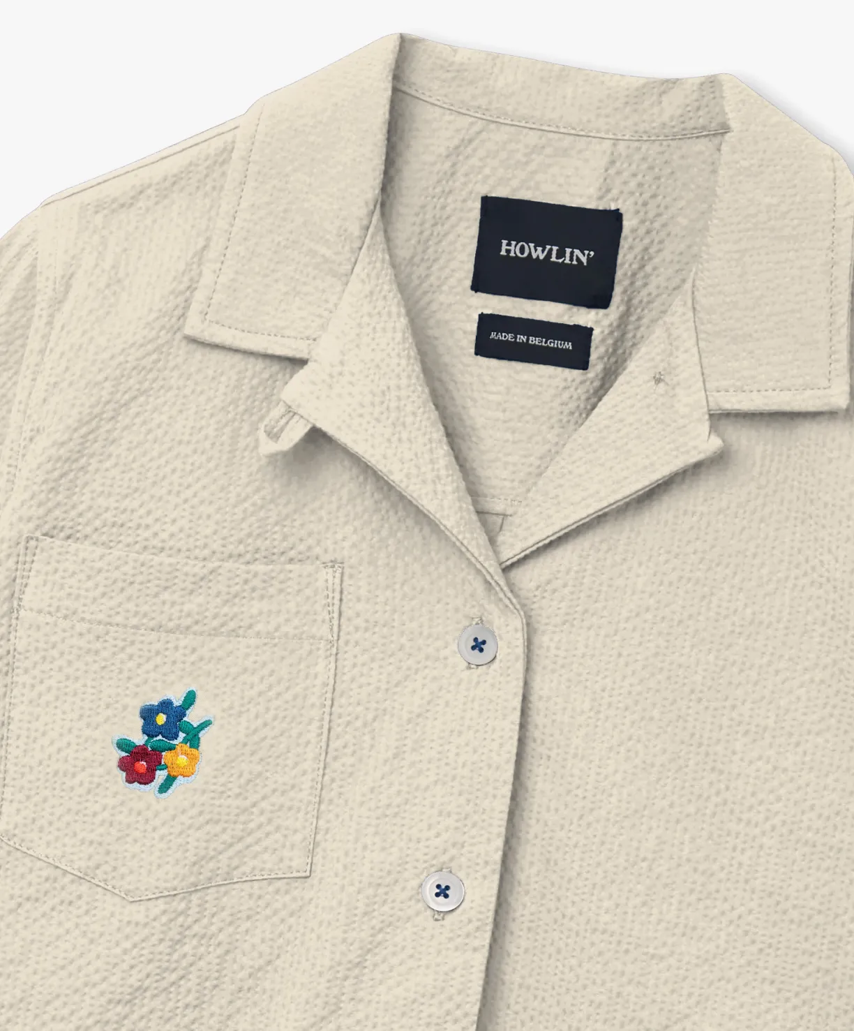 Howlin Cocktails For The Girls Shirt - Flowers - Ecru Seersucker (Women)^Women Shirts | Made In Belgium