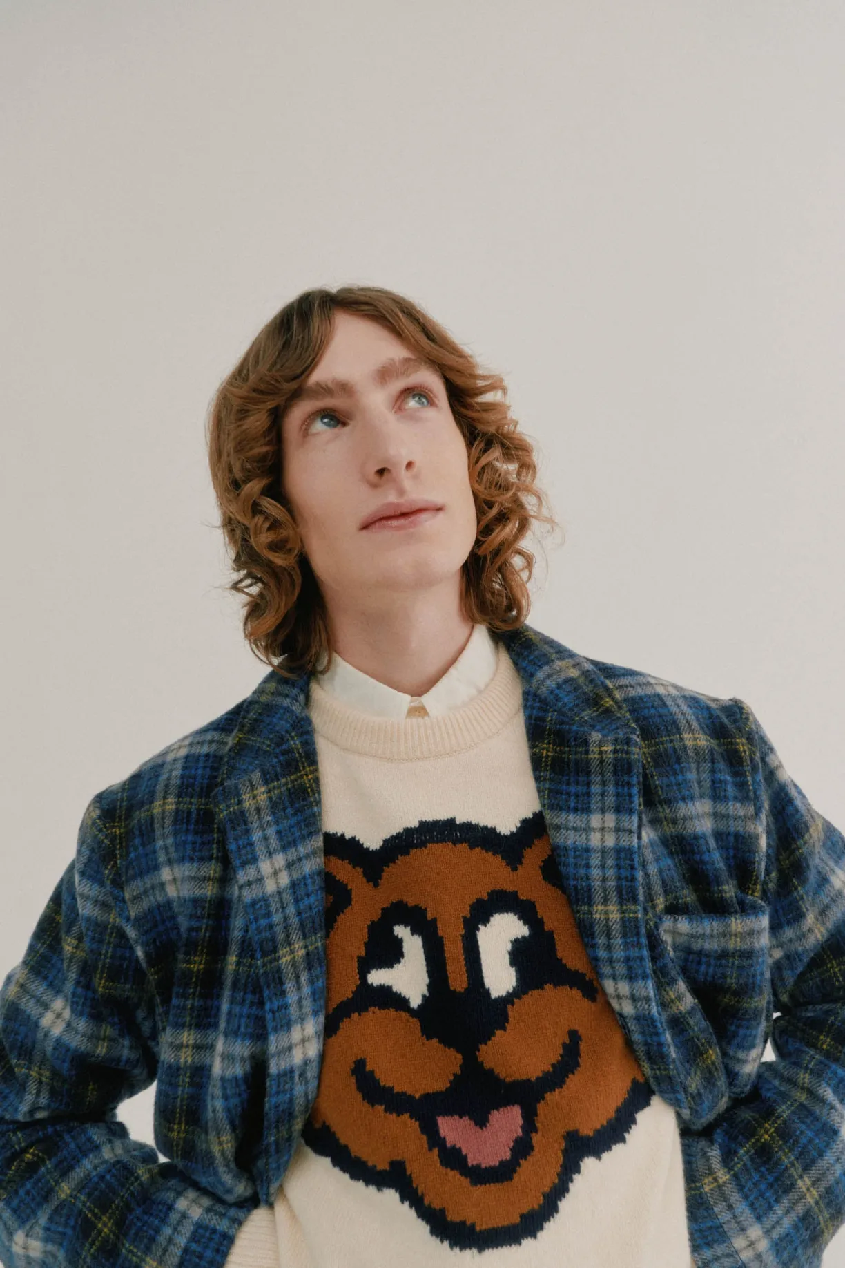 cosmic_blazer__brushed_japanese_wool_check_blue_mix_2.webp Howlin Cosmic Blazer - Brushed Japanese Wool Check Blue Mix^ Made In Belgium | Outerwear