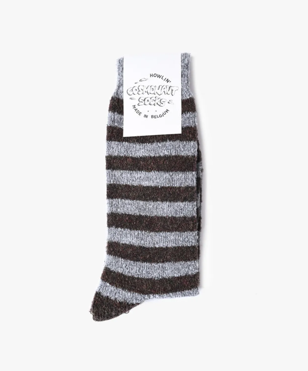 Howlin Cosmonaut Socks - Light Grey / Brown^Women Socks | Made In Belgium