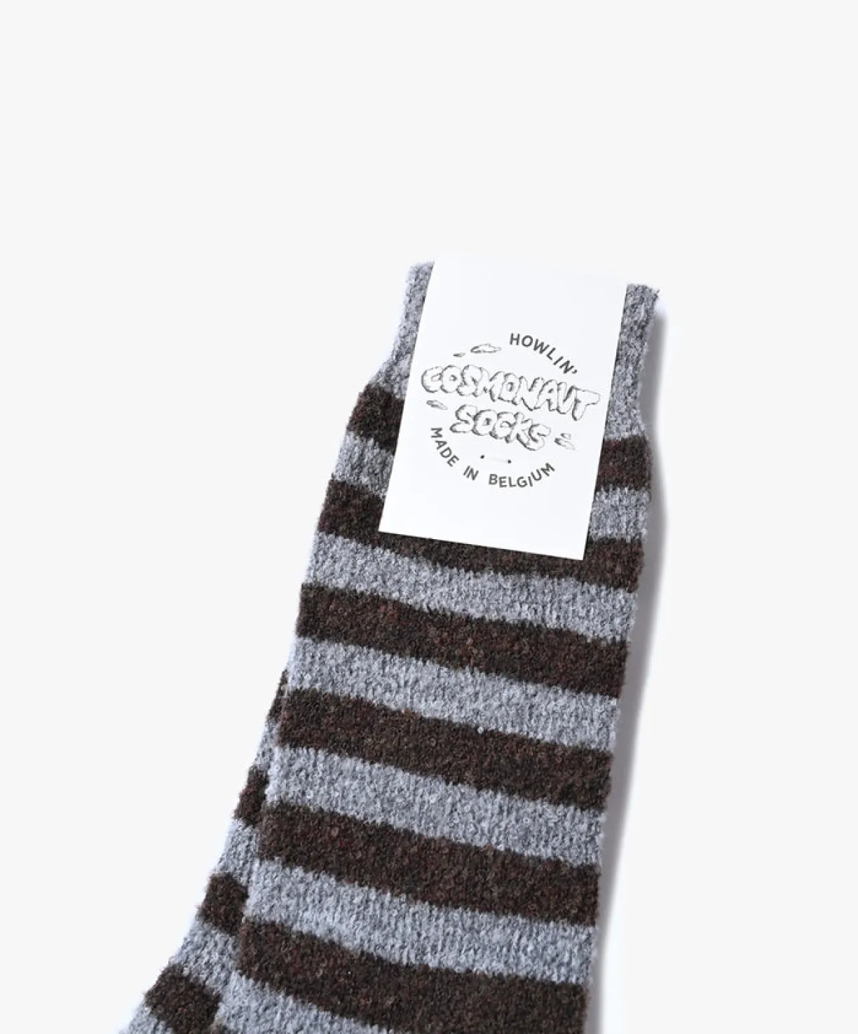 Howlin Cosmonaut Socks - Light Grey / Brown^Women Socks | Made In Belgium