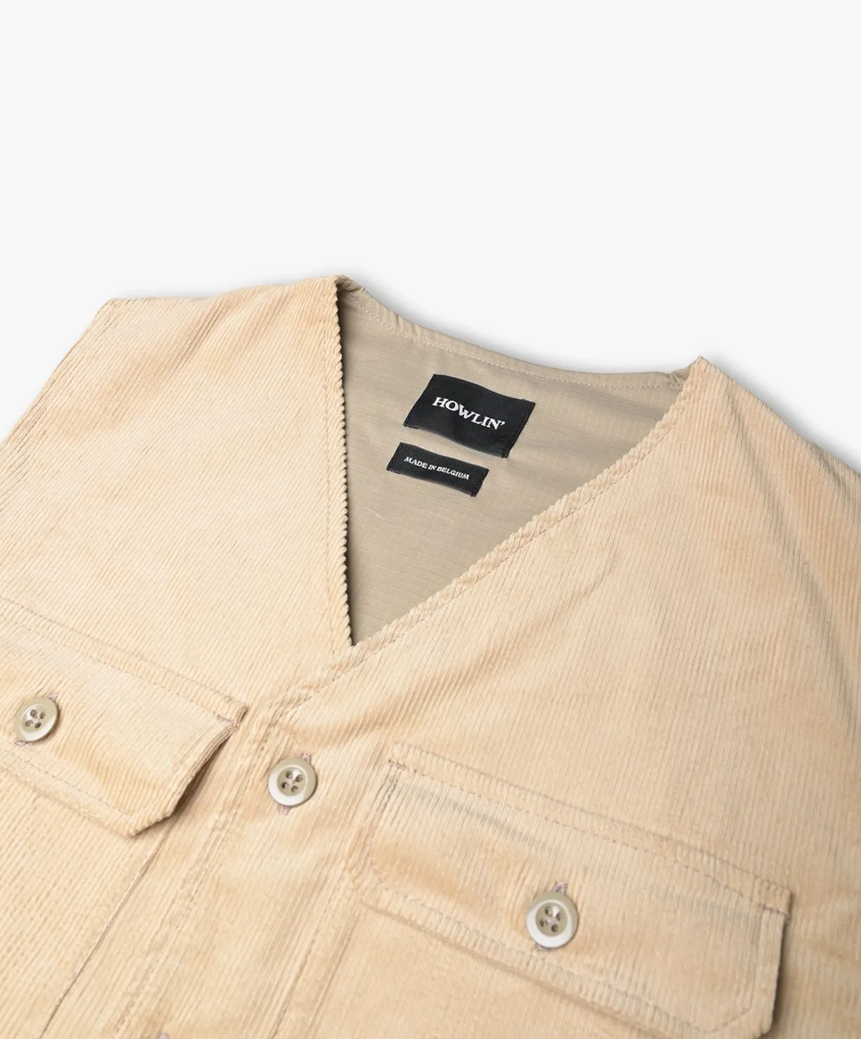 Howlin Seven Days Awake Vest - Sand Summer Corduroy^ Outerwear