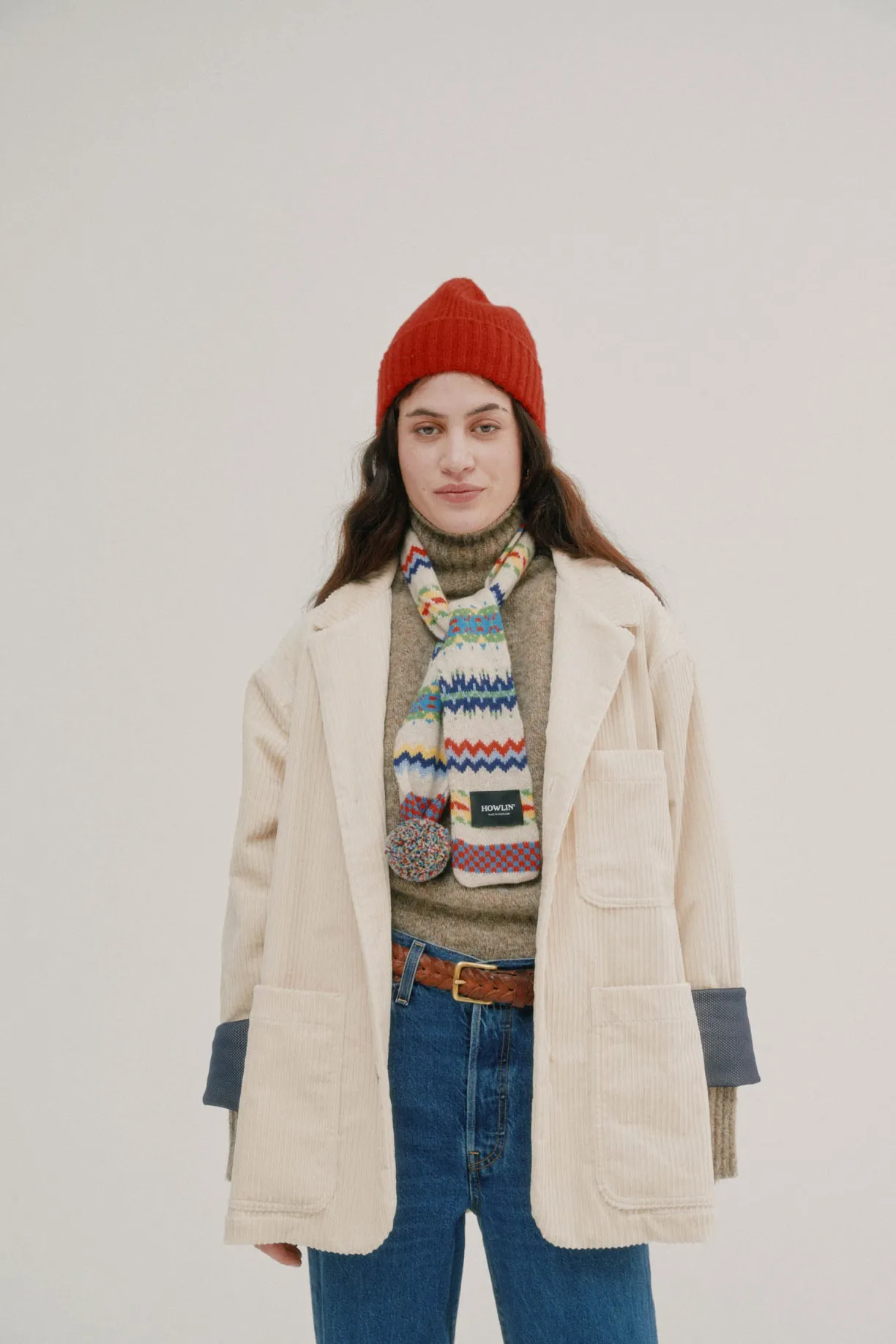 Howlin Small Woolen Wonder Scarf - Cosmic Latte^Women Scarves | Accessories